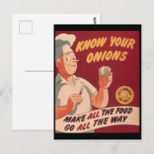 Vintage uien eten en koken briefkaart (Voorkant / Achterkant)