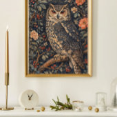 Vintage Uil Bloem Kunst Poster | Bosvogel