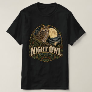 Vintage Uil Onder Volle Maan T-shirt