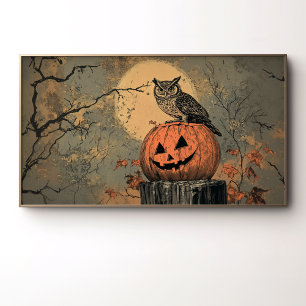 Vintage Uil op Jack-o'-Lantern Poster