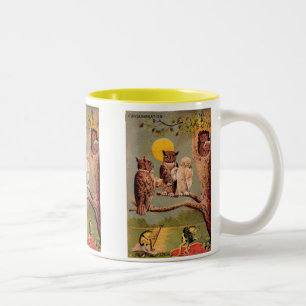 Vintage Uilen Tweekleurige Koffiemok