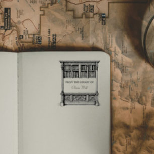 Vintage "Uit de bibliotheek van" Boekenkast Boeken Rubberstempel
