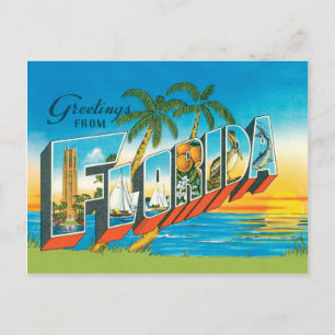 Vintage uit Florida met zonsondergang Briefkaart