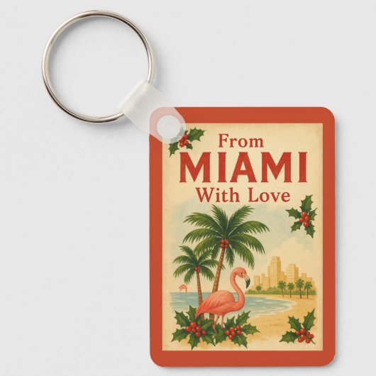 Vintage Uit Miami Met Kerstliefde Sleutelhanger (Voorkant)