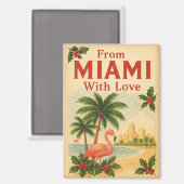 Vintage Uit Miami Met Liefde Kerst  Magneet (Voorkant / Achterkant)