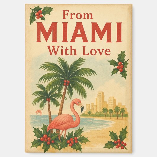 Vintage Uit Miami Met Liefde Kerst  Magneet (Voorkant)