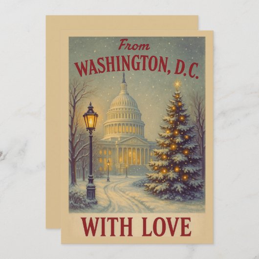 Vintage uit Washington, DC met liefde kerst Feestdagenkaart (Voorkant / Achterkant)