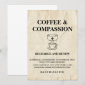 Vintage uitnodiging | koffie & compassie (Voorkant / Achterkant)
