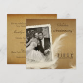 Vintage uitnodigingen 50ste verjaardag vierkant on (Voorkant / Achterkant)