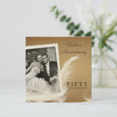 Vintage uitnodigingen 50ste verjaardag vierkant on (Staand voorkant)
