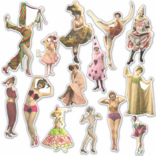 Vintage uitvoerende meisjes vinyl stickers