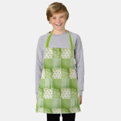 Vintage uitzicht groen geel ecru patchwork schort (Gedragen)
