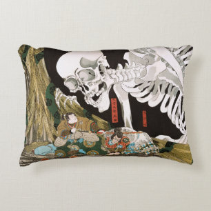 Vintage Ukiyo-e Kuniyoshi Skelet Specter Kunst Accent Kussen