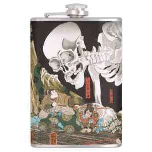 Vintage Ukiyo-e Kuniyoshi Skelet Specter Kunst Heupfles