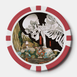 Vintage Ukiyo-e Kuniyoshi Skelet Specter Kunst Poker Chips