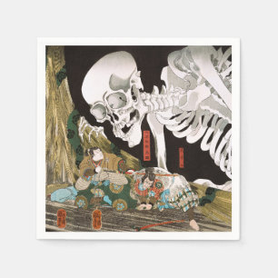 Vintage Ukiyo-e Kuniyoshi Skelet Specter Kunst Servet