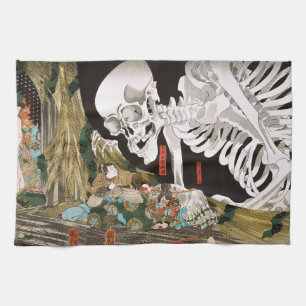 Vintage Ukiyo-e Kuniyoshi Skelet Specter Kunst Theedoek