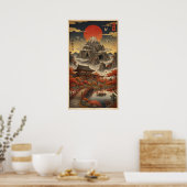 Vintage Ukiyo-e Mount Fuji herfstlandschap Poster (Keuken)