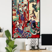 Vintage ukiyo-e trio geisha scroll poster (Thuiskantoor)