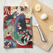 Vintage ukiyo-e trio geisha scroll theedoek (Quarter Fold)