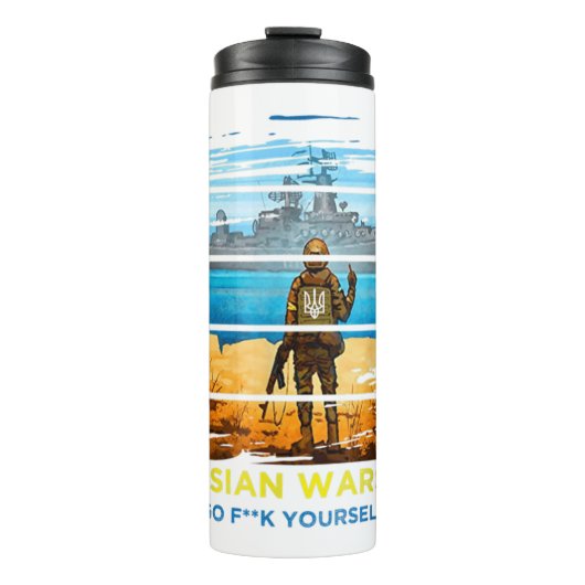 Vintage Ukraine Postage Stamp Flag Pride Essentia Thermosbeker (Voorkant)