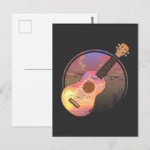 Vintage Ukulele Zonsondergang Muzikant Natuur Hawa Briefkaart (Voorkant / Achterkant)