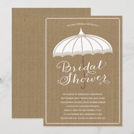 Vintage Umbrella | Vrijgezellenfeest Uitnodiging (Voorkant / Achterkant)