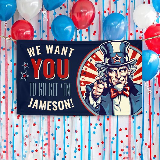 Vintage Uncle Sam Militaire Afscheidsfeest Banner