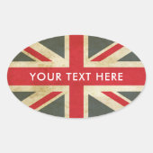 Vintage Union Jack Britse vlag Ovale Sticker (Voorkant)