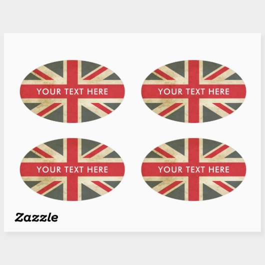 Vintage Union Jack Britse vlag Ovale Sticker (Vel)