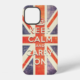 Vintage Union Jack vlag keep calm and carry on Cas iPhone 12 Hoesje