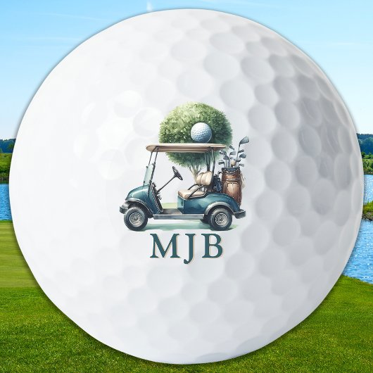 Vintage Unique Cart Custom 3 Initial Monogram Golfballen