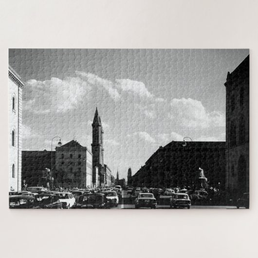 Vintage Universiteitskerk München ludwigstraße Legpuzzel (Horizontaal)