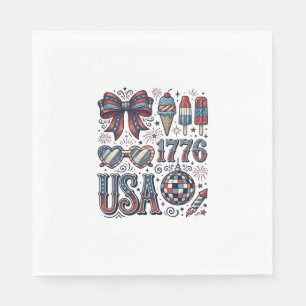 Vintage USA 1776 Patriottisch zomer shirt ontwerp_ Servet