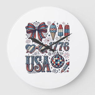 Vintage USA 1776 Patriottisch zomertheeshirt ontwe Grote Klok