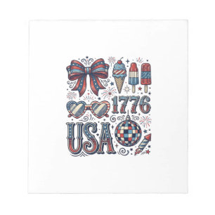 Vintage USA 1776 Patriottisch zomertheeshirt ontwe Notitieblok