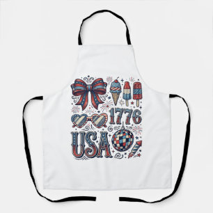 Vintage USA 1776 Patriottisch zomertheeshirt ontwe Schort