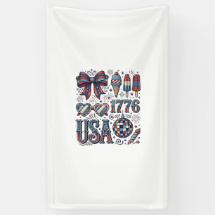 Vintage USA 1776 Patriottische zomer shirt ontwerp Spandoek