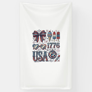 Vintage USA 1776 Patriottische zomer shirt ontwerp Spandoek