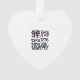 Vintage USA 1776 Patriottische Zomer T-Shirt Ontwe Ornament