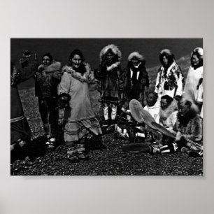 Vintage USA Alaska Eskimo dansers Poster