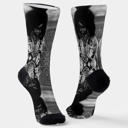 Vintage USA Alaska eskimo-jongen Sokken (Gebogen)