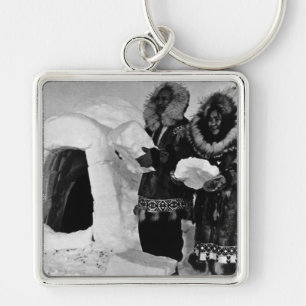 Vintage USA Alaska igloobouwers 1970 Sleutelhanger