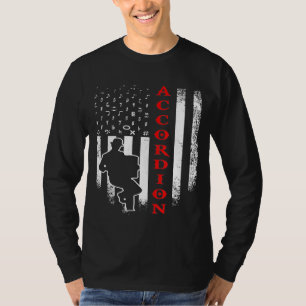 Vintage Usa American Flag Accordion Player Notes S T-shirt