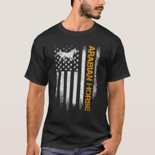 Vintage USA American Flag Arabian Funny Horse T-shirt