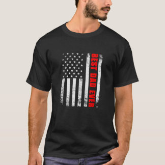 Vintage USA American Flag Best Dad Ever Funny Fath T-shirt
