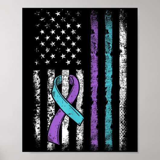 Vintage Usa American Flag Suicide Prevention Aware Poster (Voorkant)
