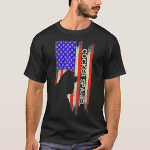 Vintage USA Amerikaanse Vlag Cocker Spaniel Silhou T-shirt