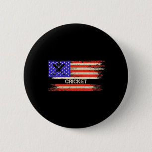 Vintage Usa Amerikaanse Vlag Cricket Speler Team S Ronde Button 5,7 Cm