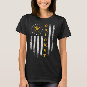 Vintage Usa Amerikaanse Vlag Cricket Speler Team S T-shirt